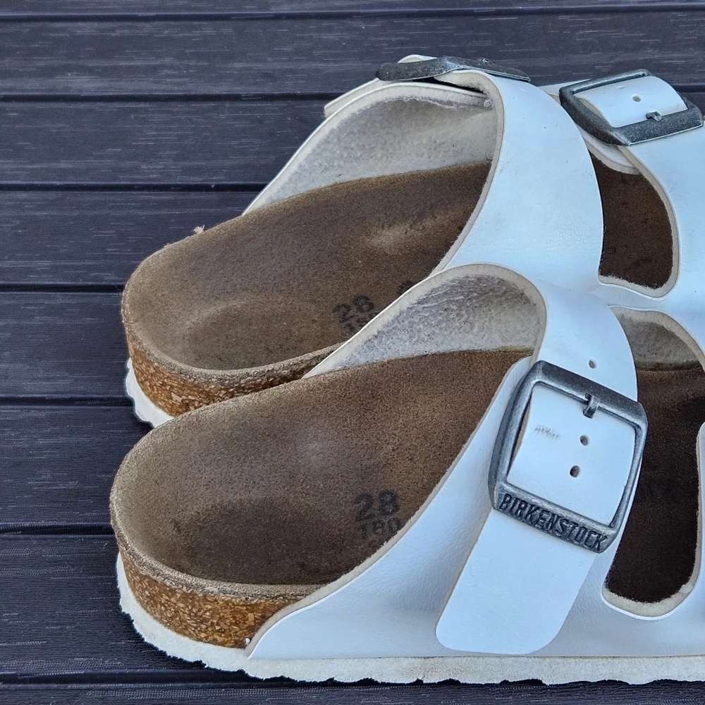 Birkenstock Arizona Kids White Sandals Shoes Kids Girls Size 28